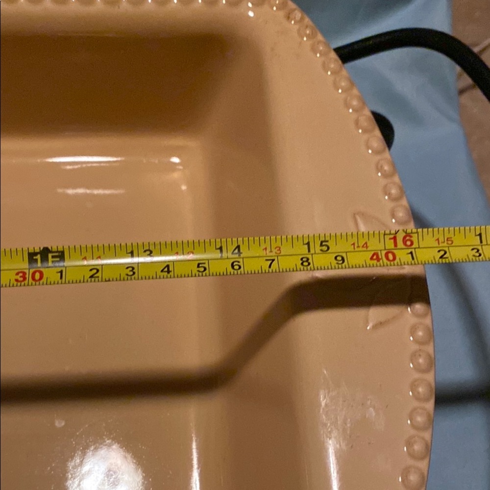 BX45 Mustard Yellow Rectangular Serving Dish with Metal Stand - Picture 2 of 6